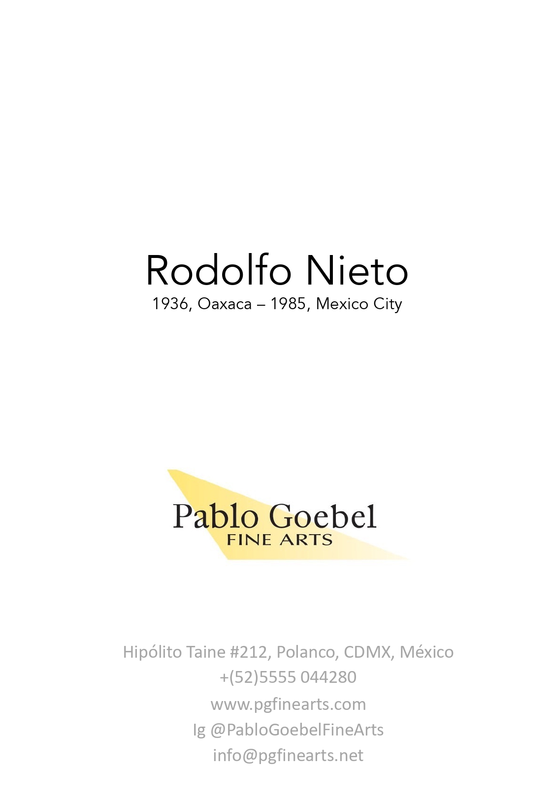 Rodolfo Nieto 1936, Oaxaca - 1985, Mexico City